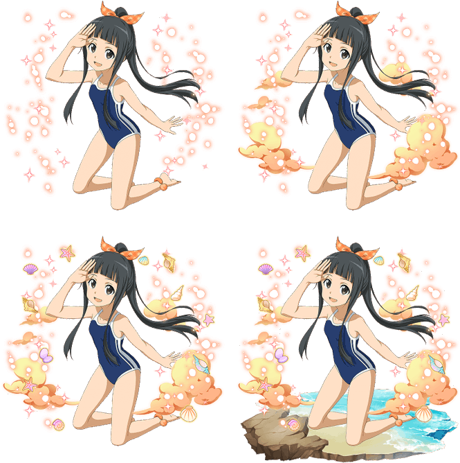 Animated Character Swimsuit Beach Scene