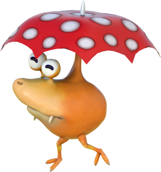 Animated Character With Mushroom Umbrella