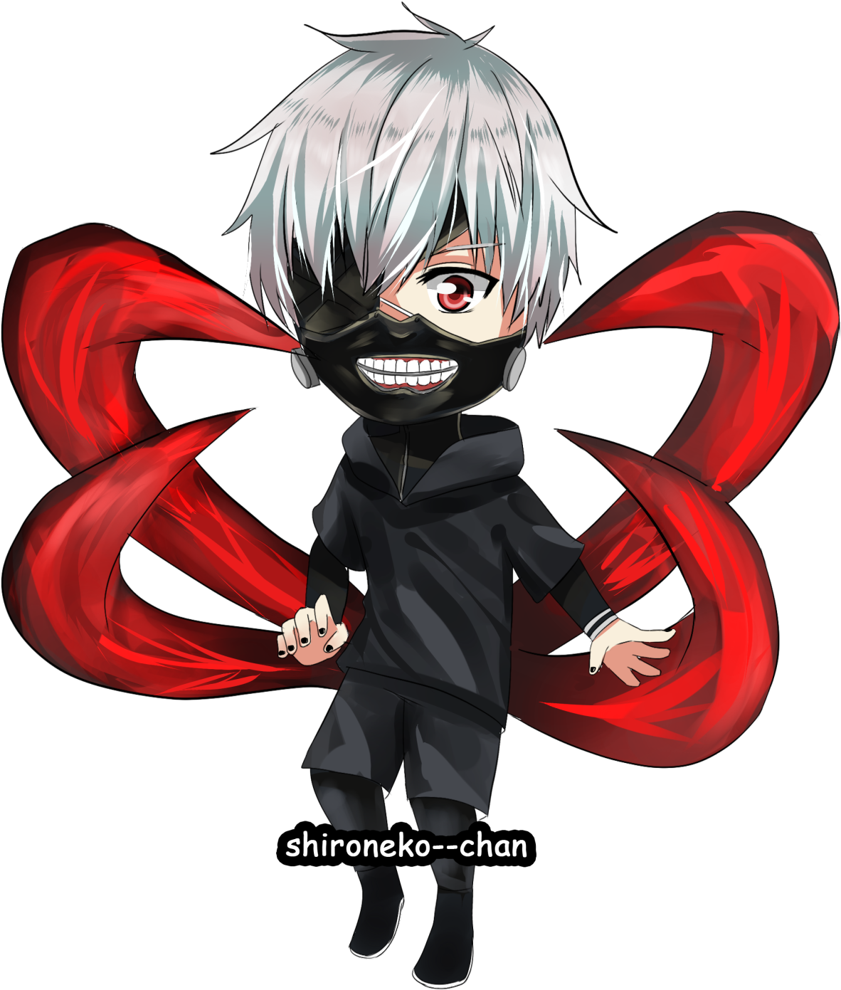 Animated Character With Red Tentacles PNG with transparent background