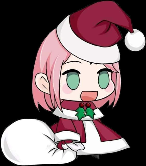 Animated Characterin Christmas Outfit