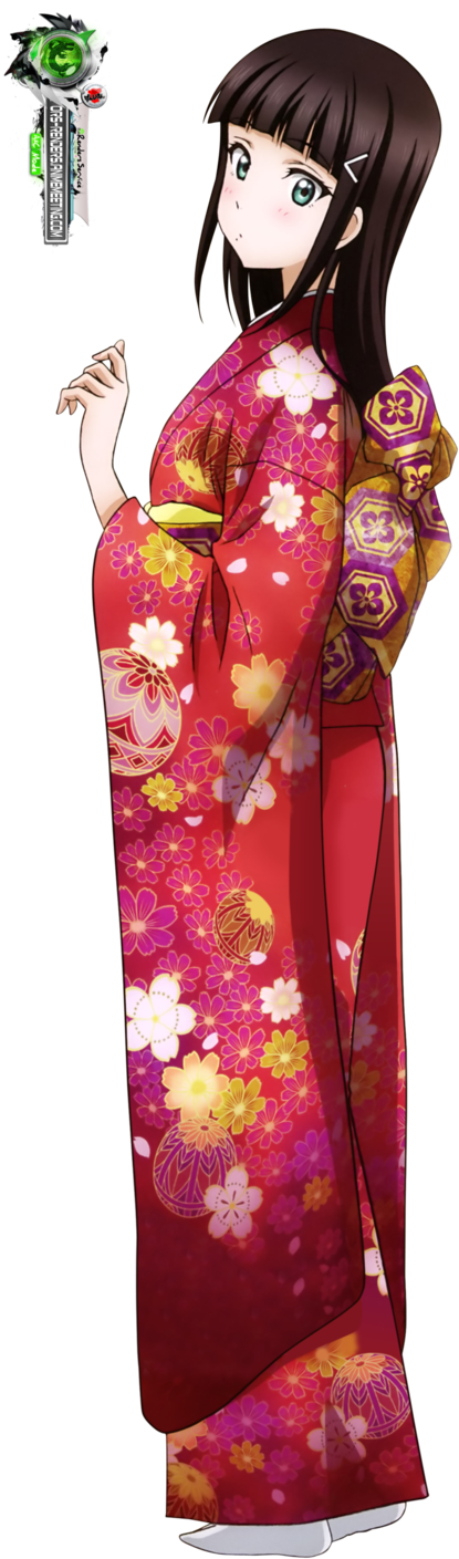 Animated Characterin Traditional Kimono PNG with transparent background