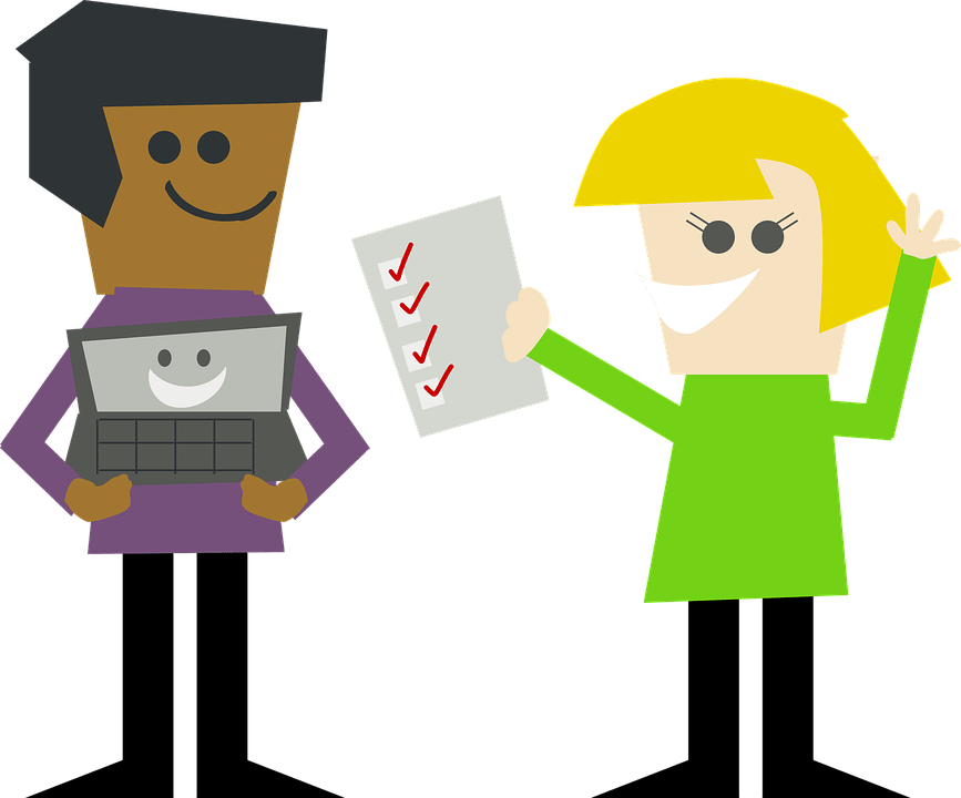Animated Characters Completing Tasks Checklist PNG with transparent background