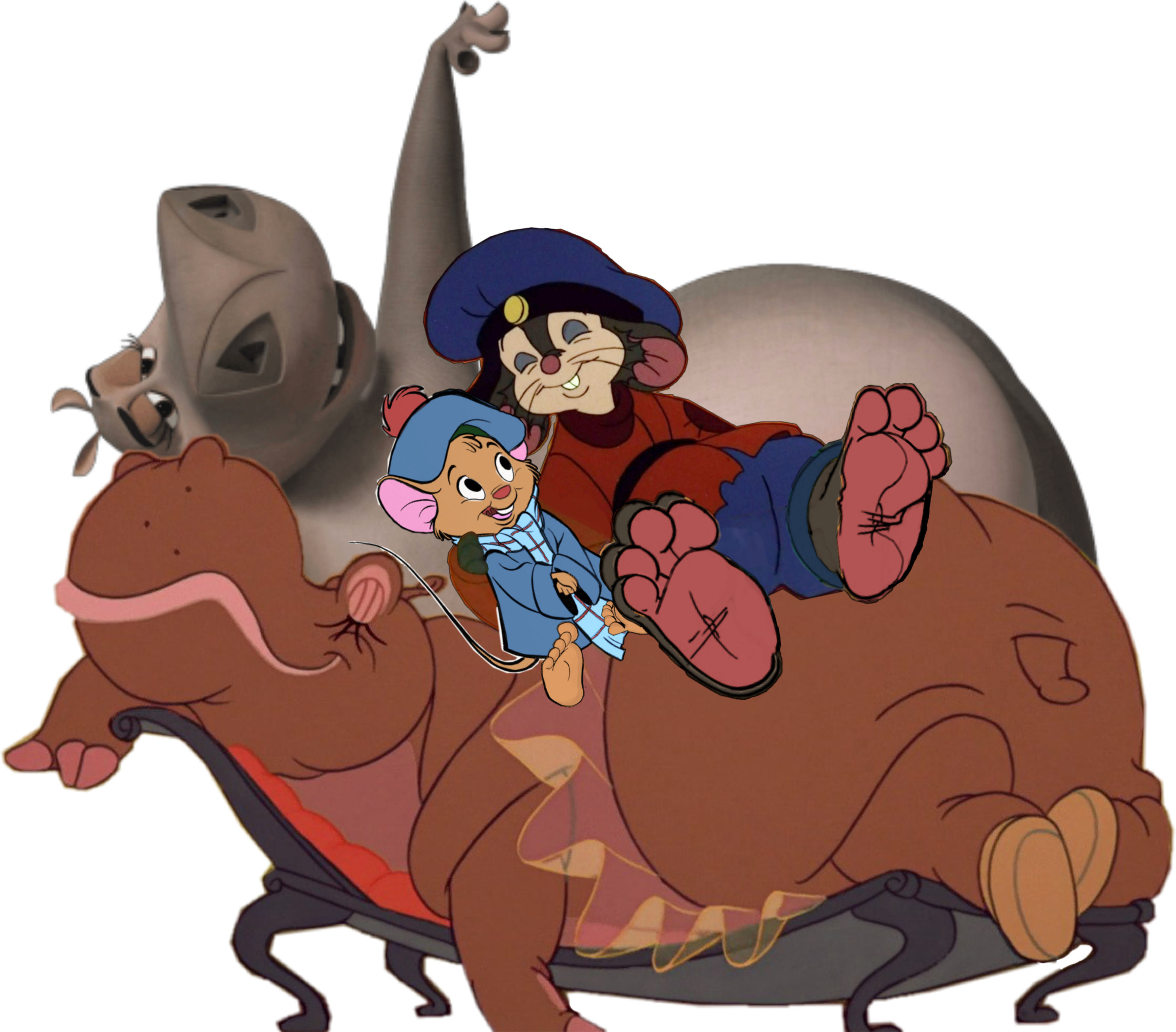 Animated Characters Riding Hippo