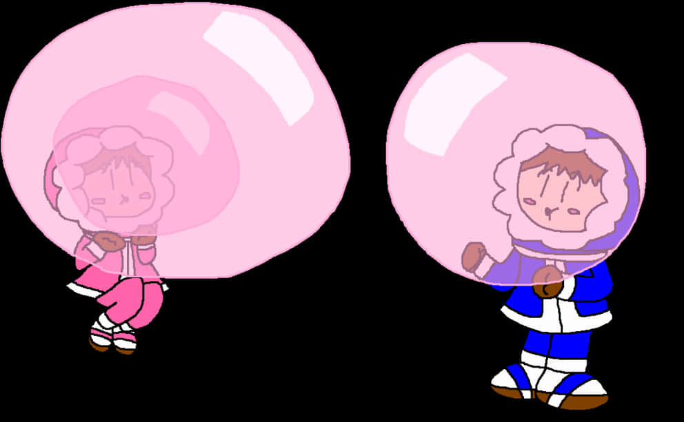 Animated Charactersin Bubbles PNG with transparent background