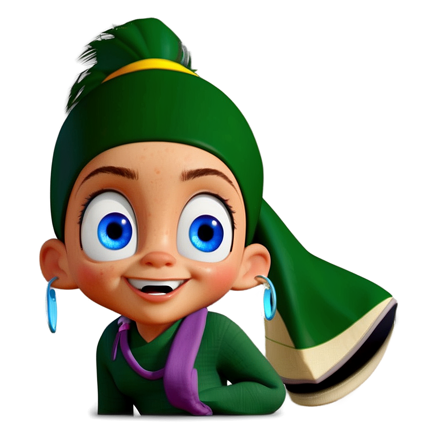 Animated Characterwith Green Hatand Scarf