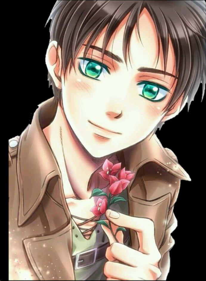 Animated Characterwith Roses PNG with transparent background