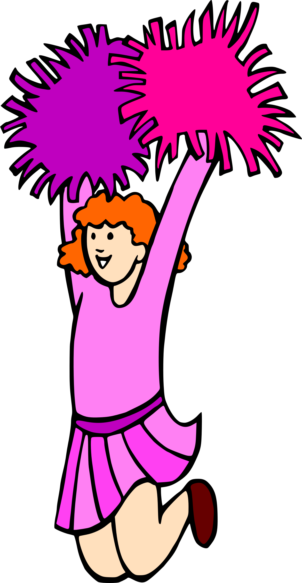 Animated Cheerleader Jumping With Pom Poms