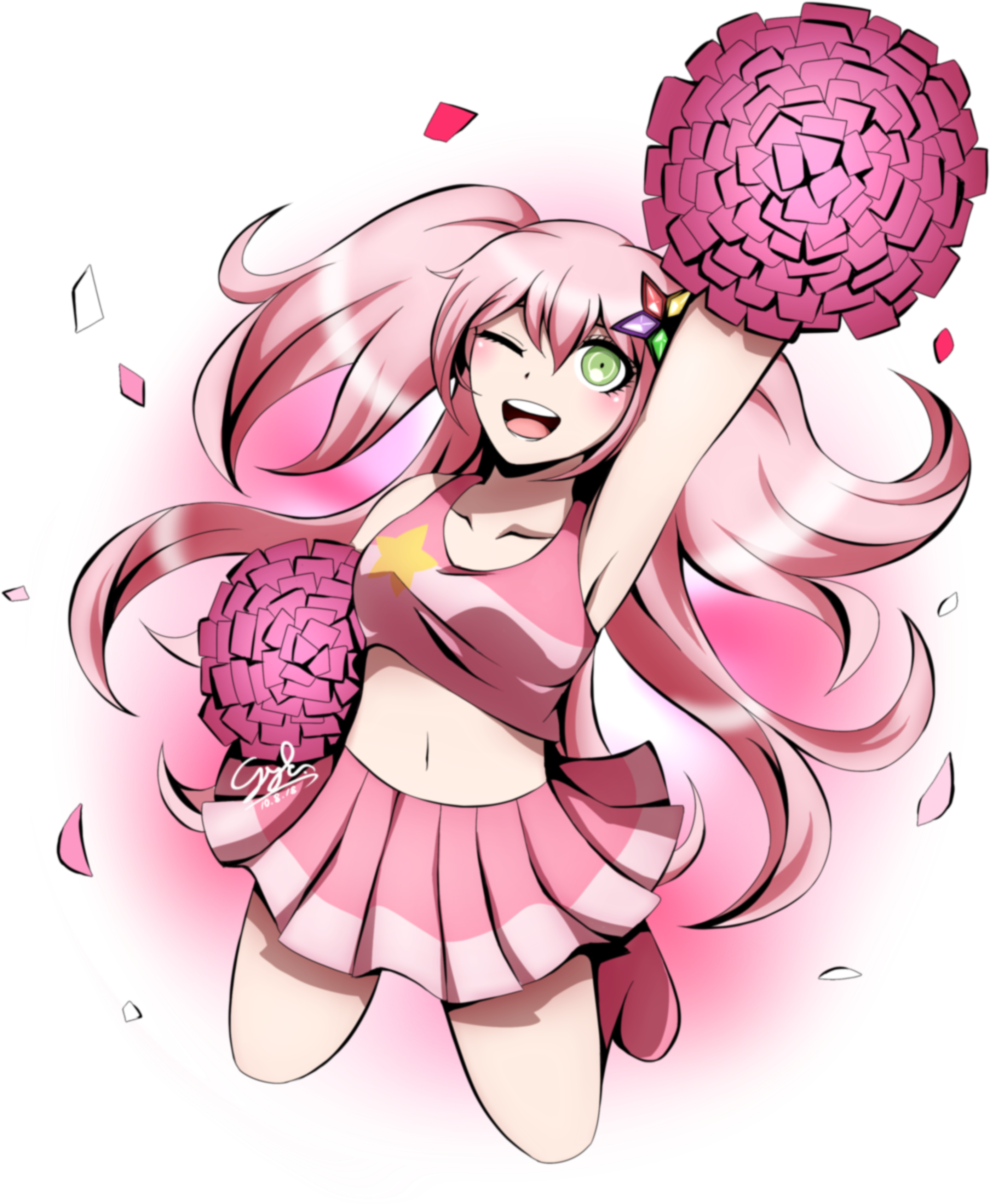 Animated Cheerleader Pink Pom Poms