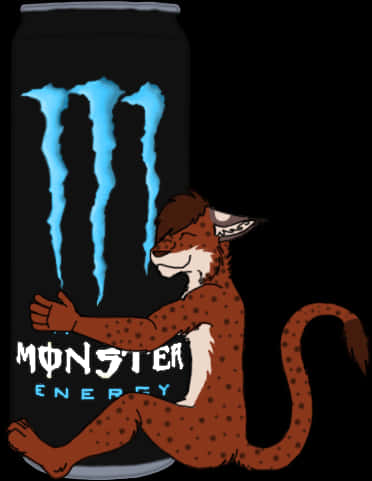 Animated Cheetah Monster Energy Drink PNG image with a transparent background, free high-resolution download