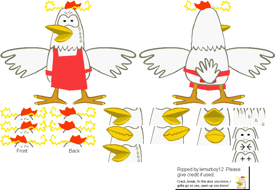 Animated Chicken Paper Model Template PNG with transparent background