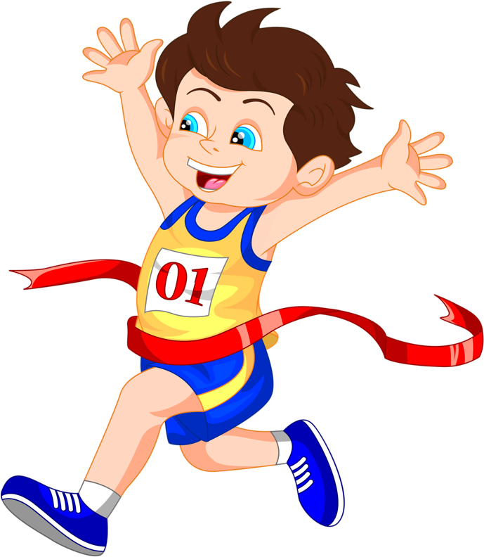 Animated Child Athlete Crossing Finish Line