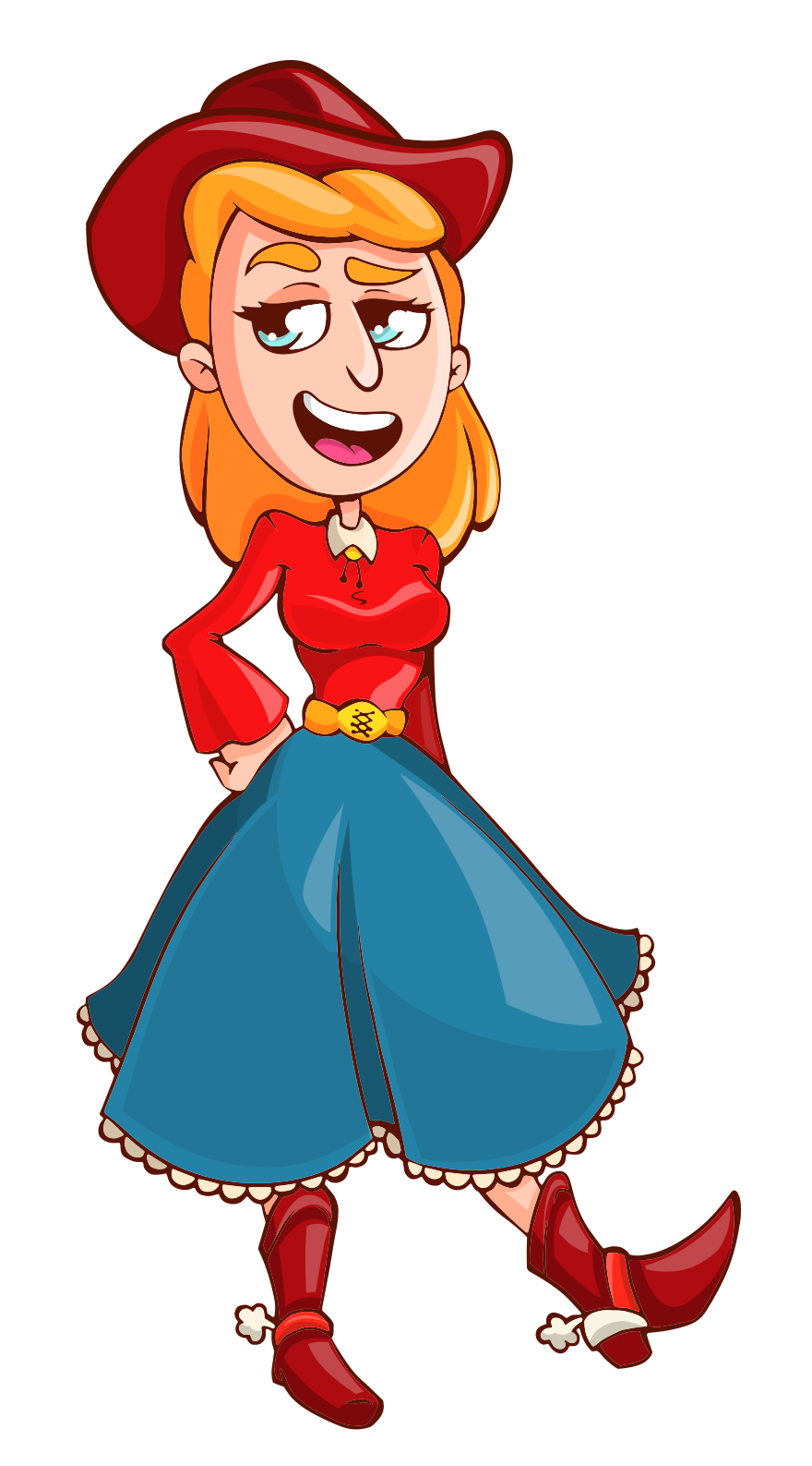 Animated Cowgirl Character PNG with transparent background