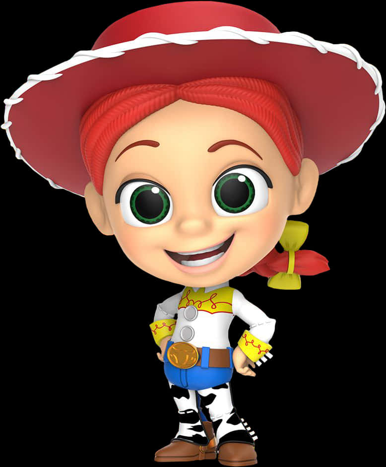 Animated Cowgirl Character PNG with transparent background