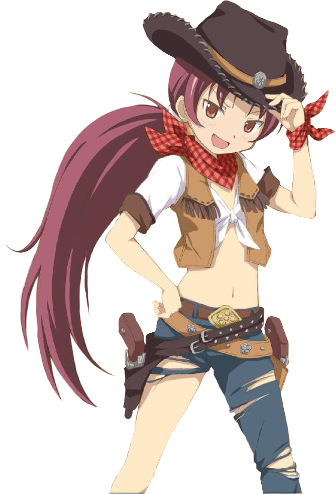 Animated Cowgirl Character Pose PNG with transparent background