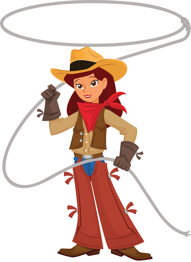 Animated Cowgirl With Lasso PNG with transparent background