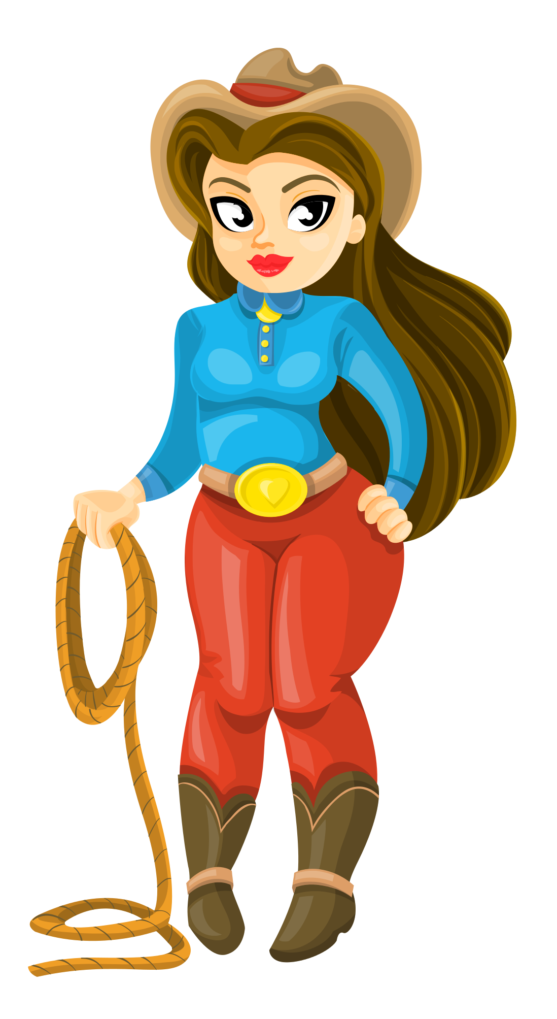 Animated Cowgirlwith Lasso PNG with transparent background