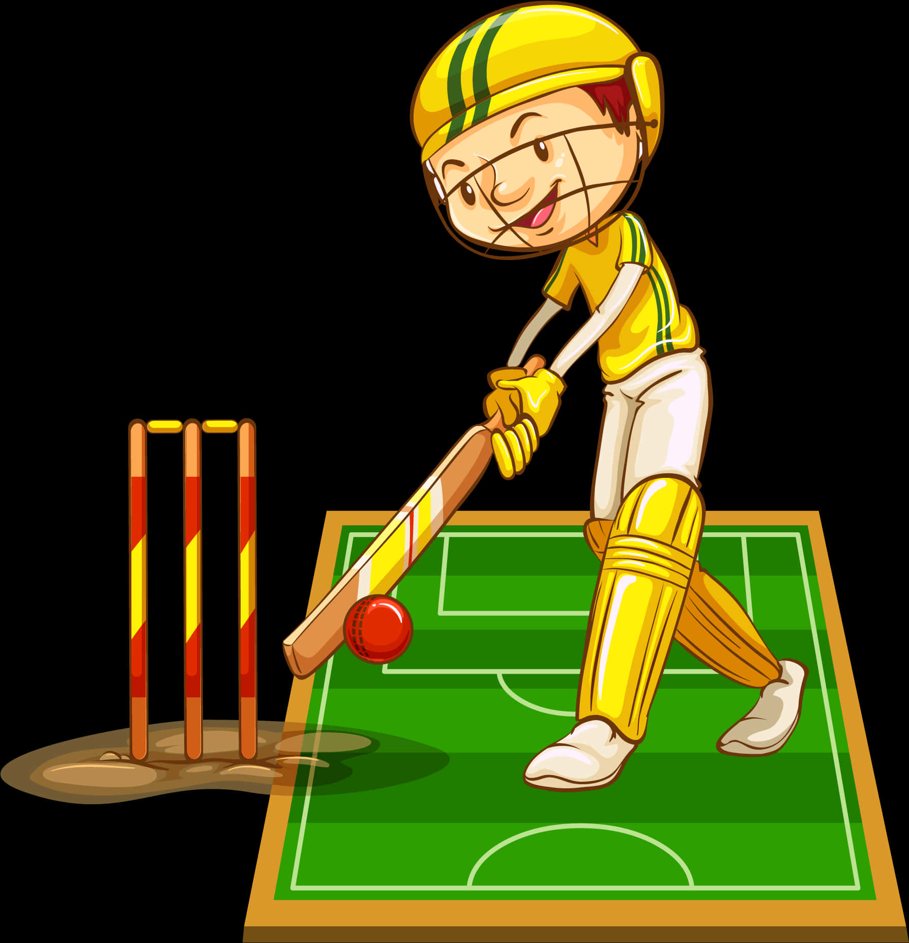 Animated Cricket Batsman Ready To Hit Ball