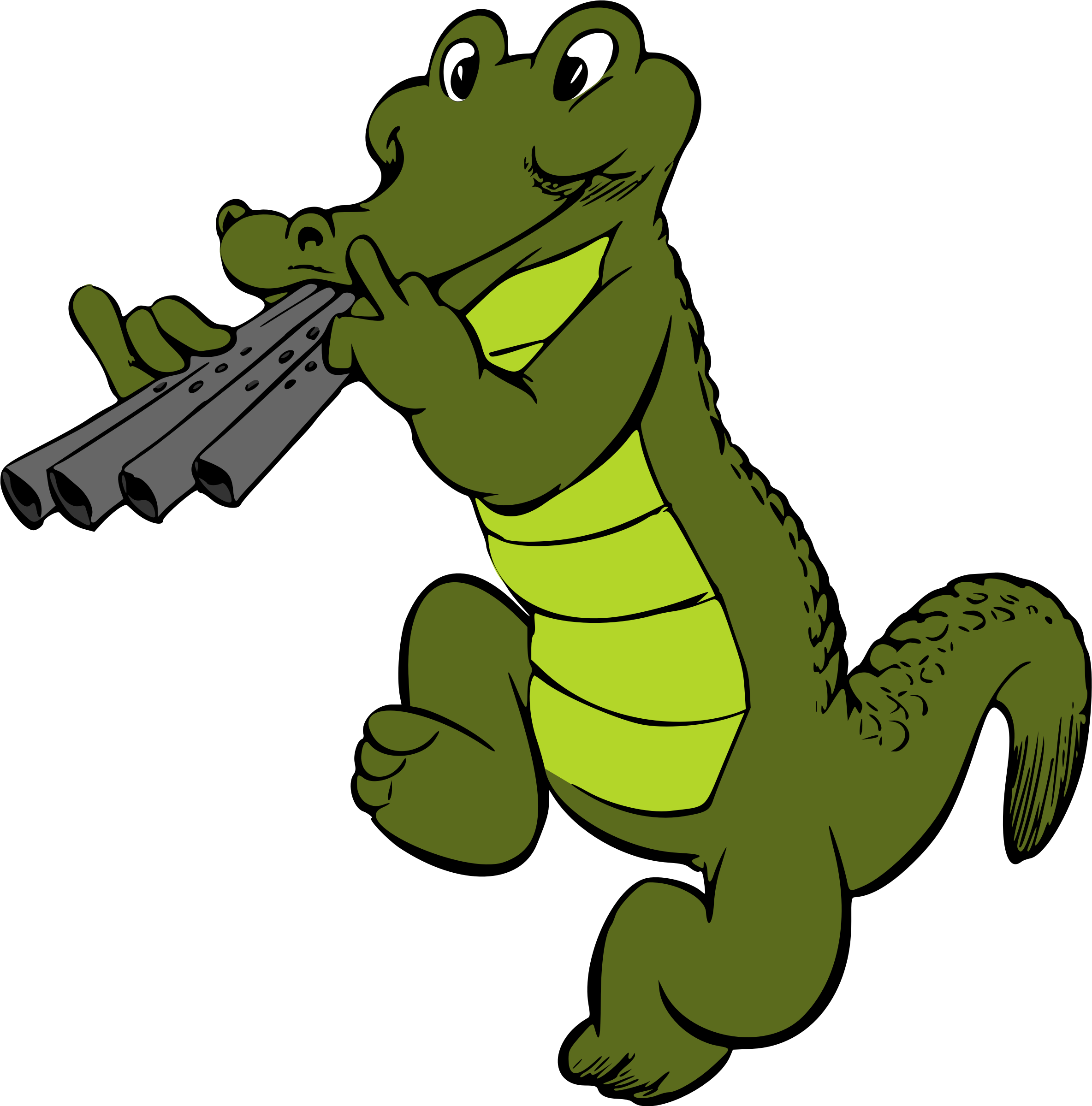 Animated Crocodile Playing Flute