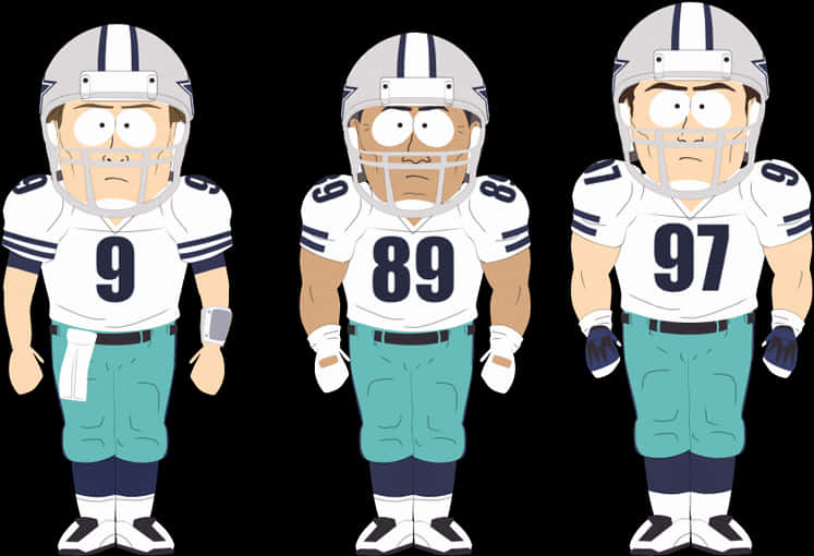 Animated Dallas Cowboys Players Cartoon PNG with transparent background