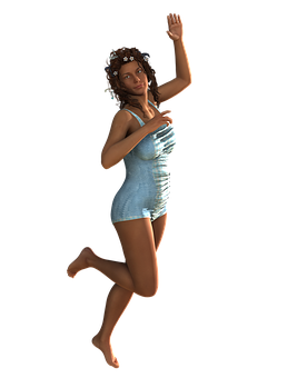 Animated Dancerin Blue Dress PNG with transparent background