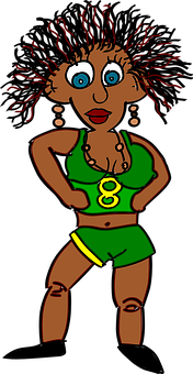 Animated Dancerin Green Outfit PNG image with a transparent background, free high-resolution download
