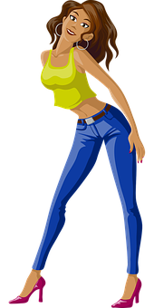 Animated Dancerin Jeansand Heels PNG with transparent background