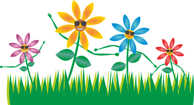Animated Dancing Flowers PNG with transparent background