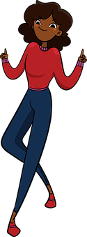 Animated Dancing Woman Cartoon PNG with transparent background