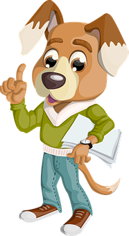 Animated Dog Student Cartoon PNG with transparent background