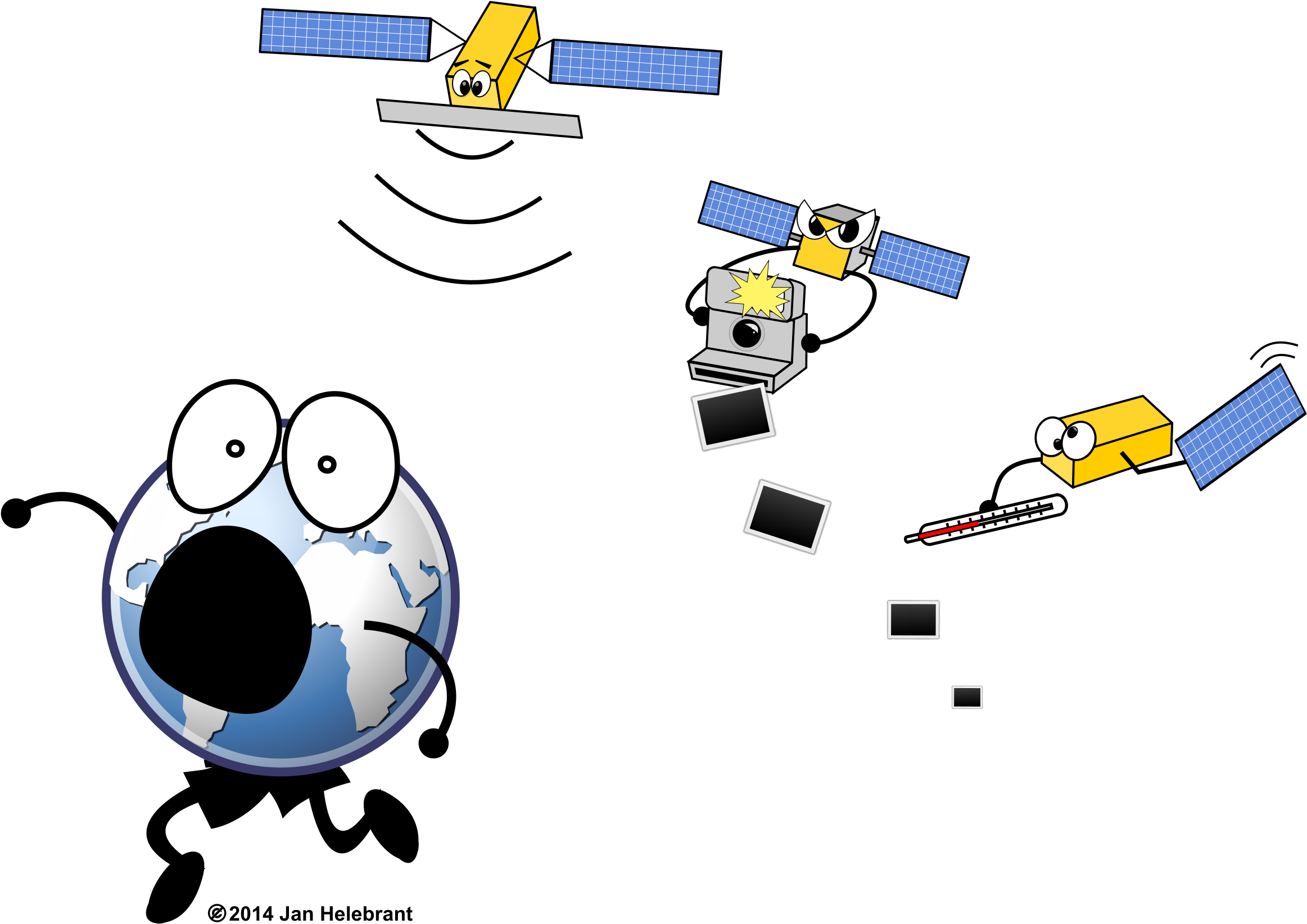 Animated Earthand Satellites Cartoon