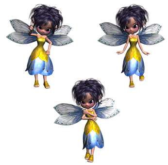 Animated Fairy Poses PNG with transparent background