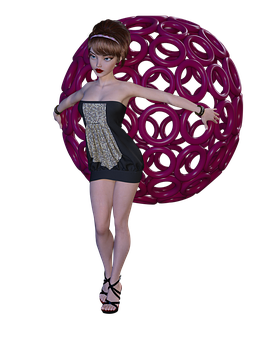 Animated Fashion Modelwith Abstract Background