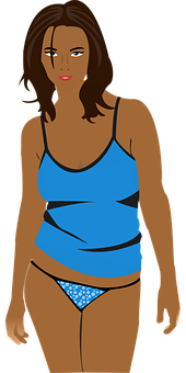 Animated_ Female_ Character_in_ Blue_ Tank_ Top