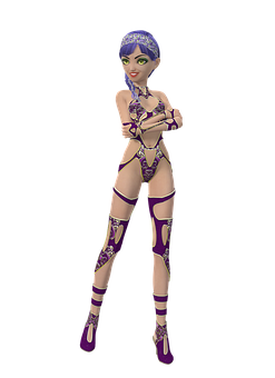 Animated Female Characterin Purple Outfit