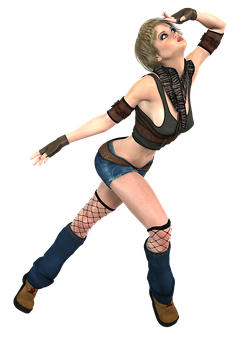 Animated Female Dancer Pose PNG with transparent background
