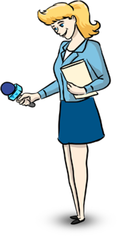 Animated Female Reporter With Microphone