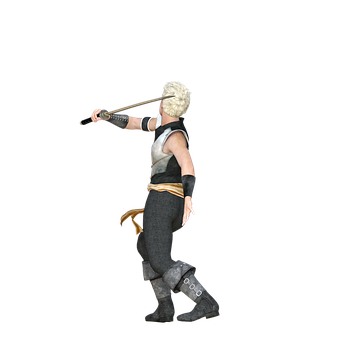 Animated Female Warrior With Sword PNG with transparent background