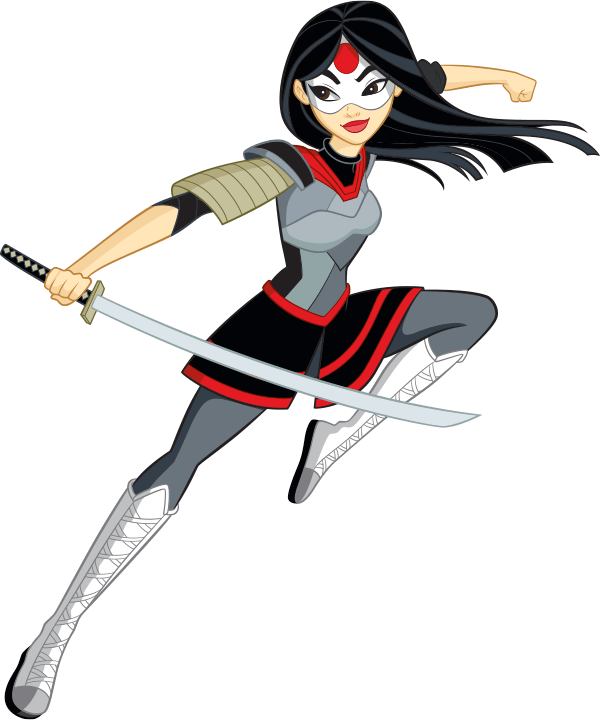 Animated Female Warriorwith Katana PNG image with a transparent background, free high-resolution download