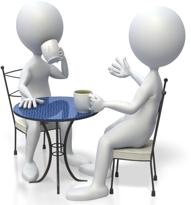 Animated Figure Coffee Chat PNG with transparent background