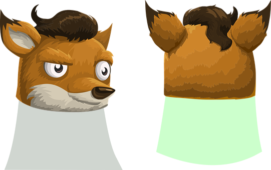 Animated Fox Character Frontand Back View PNG with transparent background
