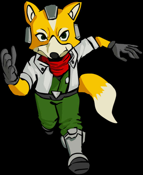 Animated Fox Characterin Pilot Gear