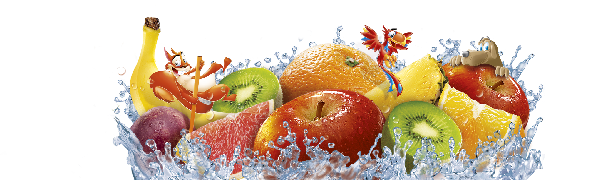 Animated Fruit Splash Fun PNG with transparent background