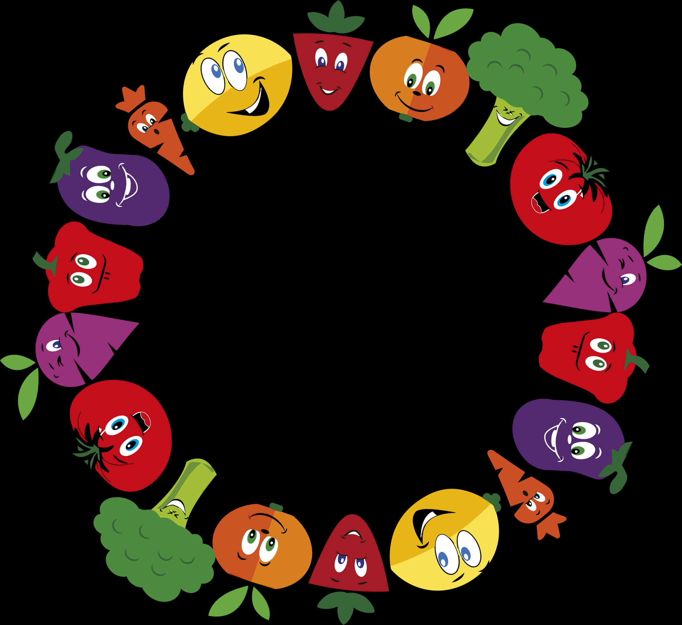 Animated Fruitsand Vegetables Circle