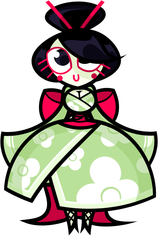 Animated Geisha Character PNG with transparent background