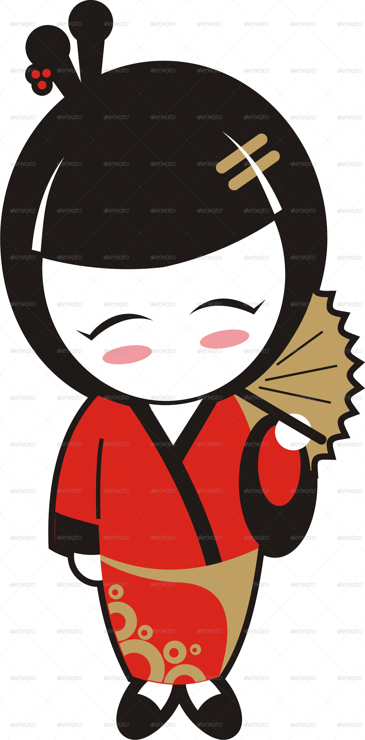 Animated Geishain Kimono PNG with transparent background