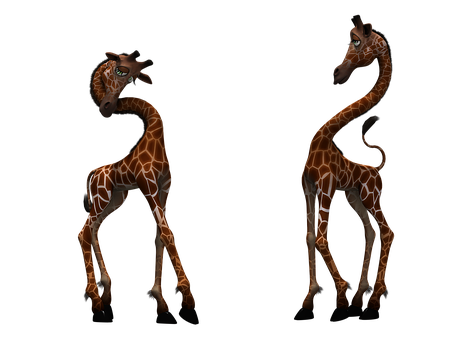 Animated Giraffes Twin Poses