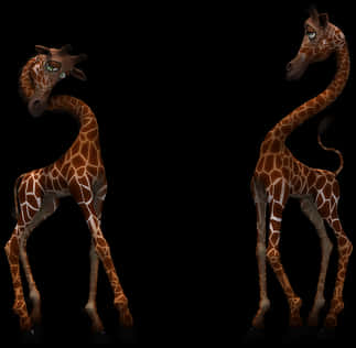 Animated Giraffes Two Poses