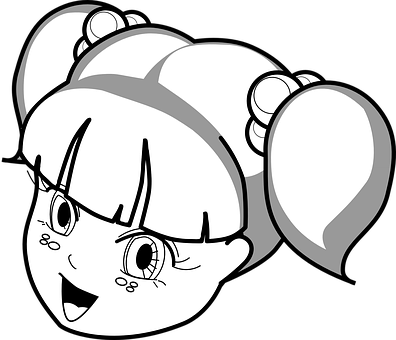 Animated Girl Blackand White Drawing