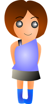Animated Girl Character Graphic PNG with transparent background