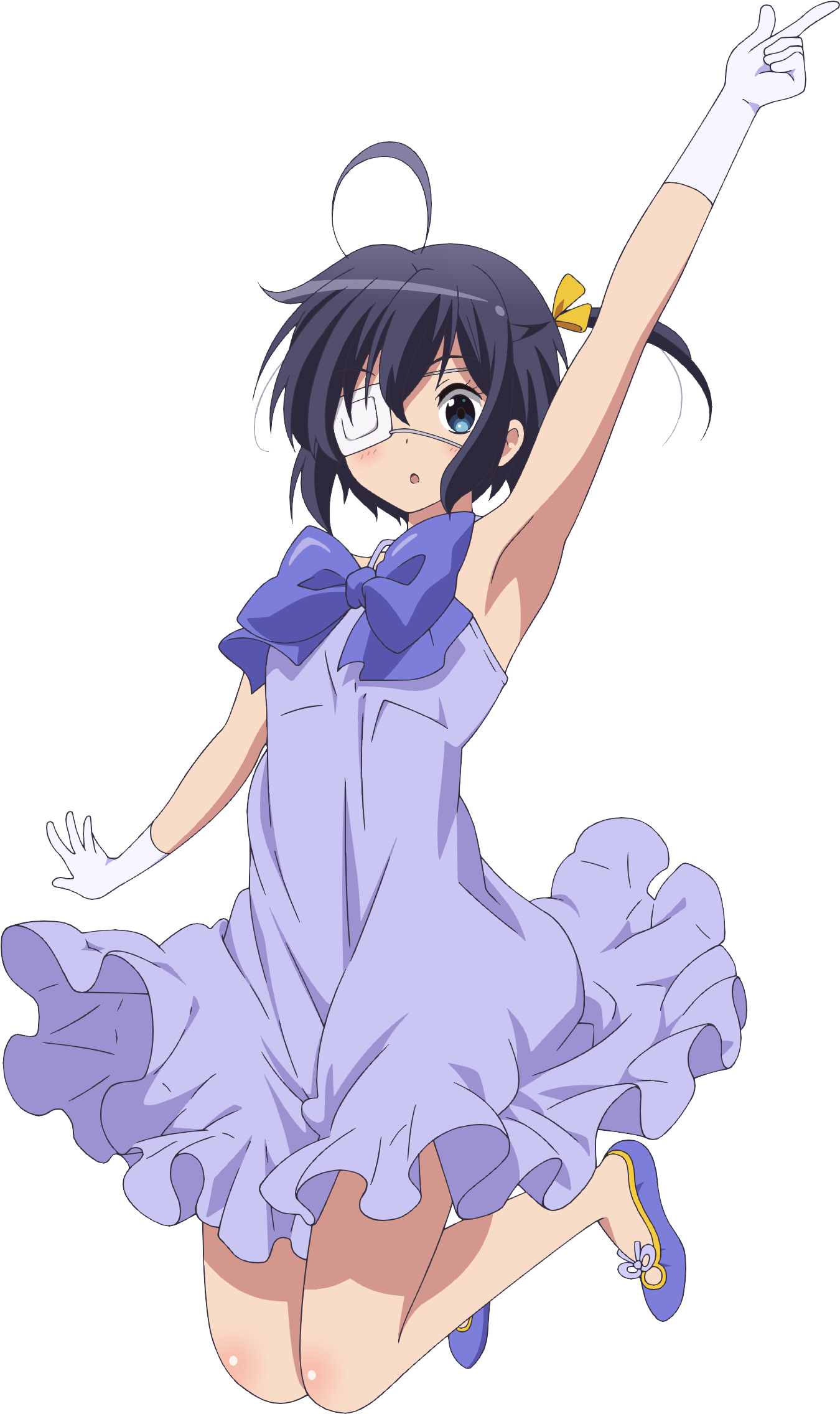 Animated Girl Jumpingin Purple Dress PNG with transparent background